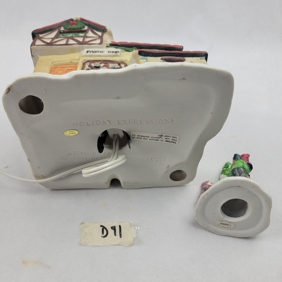 Dickens Collectables fabric shop Porcelain lighted house & 4 kids decorating tre - Picture 8 of 9